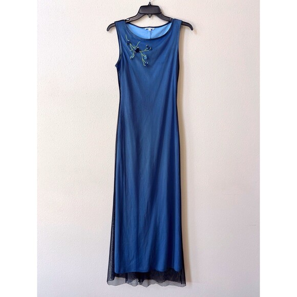 Vintage Rampage Mesh Lace Overlay Maxi Dress Women 3 Sleeveless Floral Fairy Y2K - Picture 3 of 8